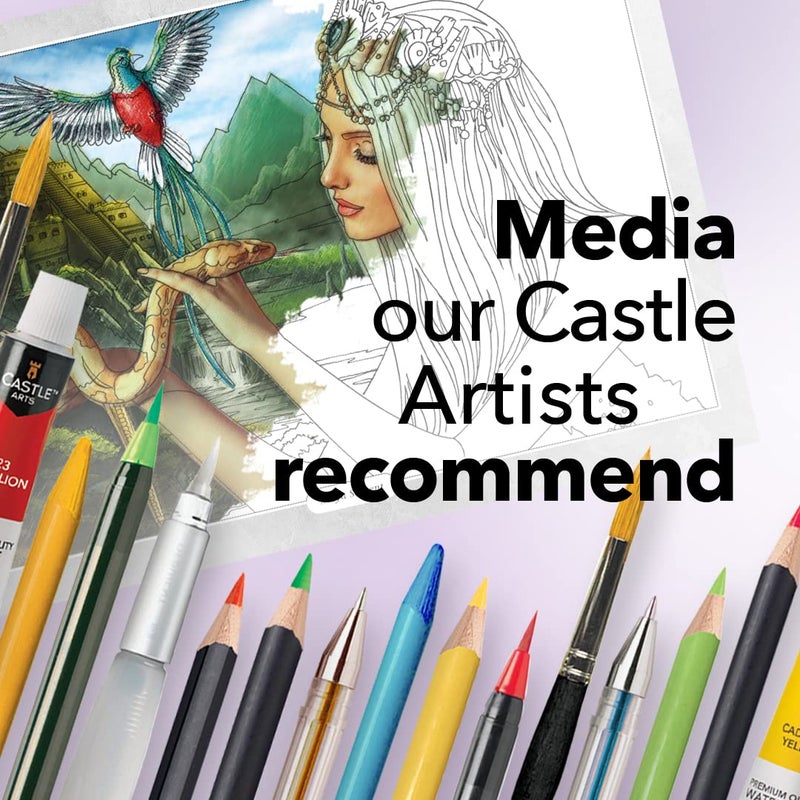 Castle Art Supplies Castle Arts Fantasy Colouring Book | 36 Fantastic Dreamscapes Curated by in-House Artists to Relax You | with Colour Reference Guide | No Show-Through Artist Grade Paper | Frameable Landscape A4 Size - Image 3