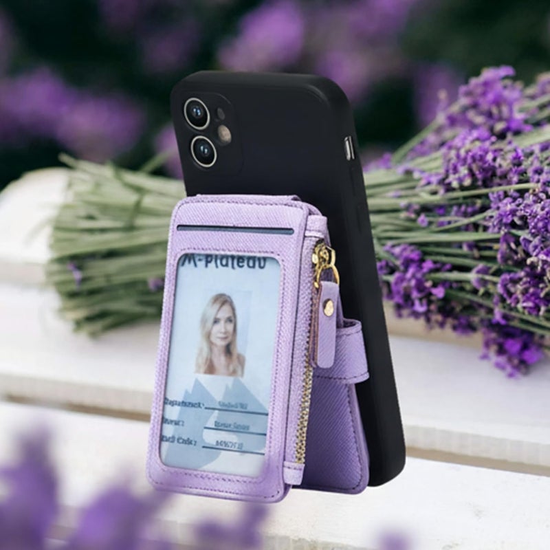 M-Plateau محفظة هاتف M-Plateau اللاصقة، حاملة بطاقات الائتمان للنساء، ملصق 3M قابل للتركيب، حاملة هاتف متوافقة مع غطاء iPhone 14 Pro ومعظم الهواتف الذكية (أرجواني) - Image 2