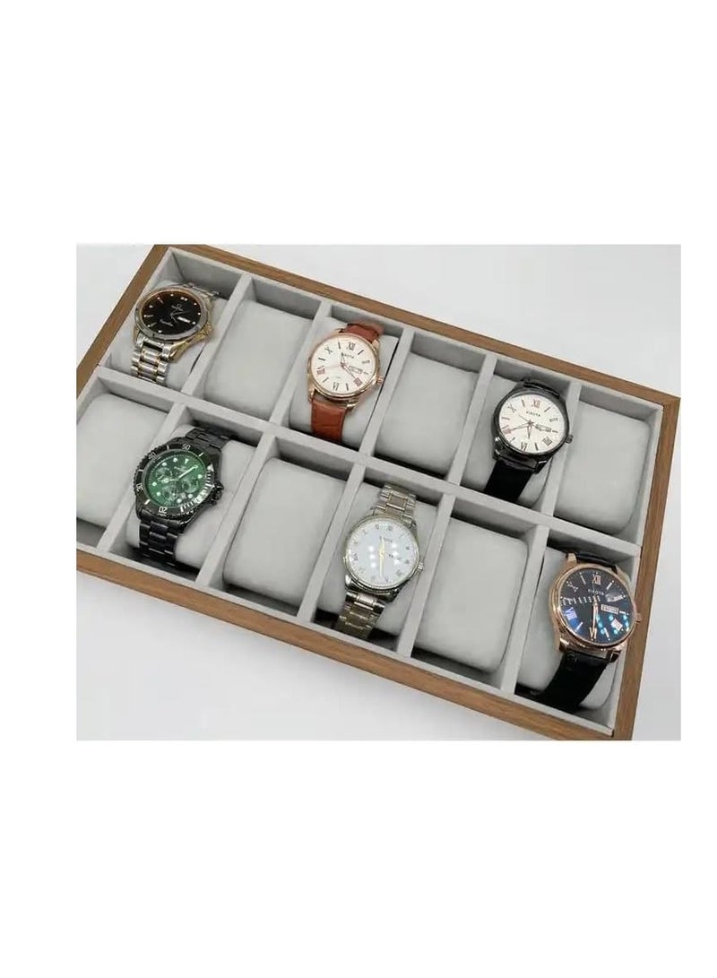 High Quality Wooden Organizer Box for Jewelry Watches Organization -12 Sections-(33cm*20cm)-suitable for Dressing Room-Brown - Image 2