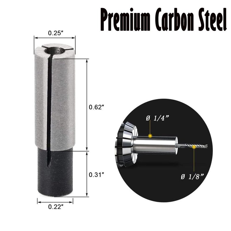 LUO KE 4 Pieces High-Carbon Steel Collet Die Grinder Chuck Driver Adapter 1/4" to 1/8" CNC Engraving Bit Router Converter for Engraving Machine Tool - Image 3