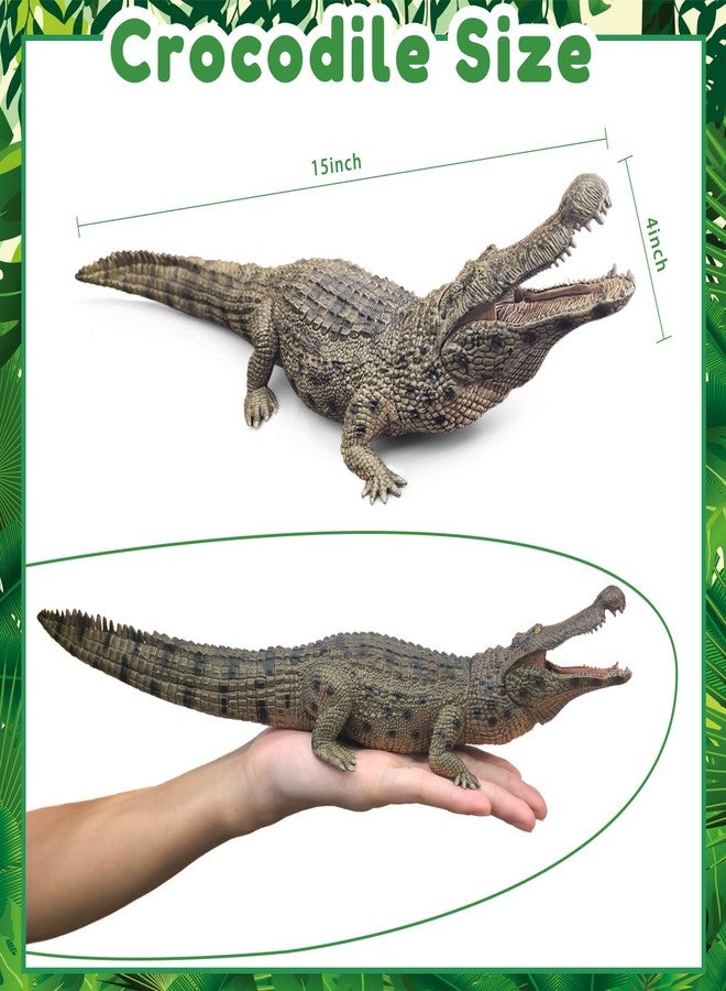 EOIVSH Large Alligator Toy, 10.4 inch Wild Life Alligator Figurine with Moveable Jaw, Crocodile Figure Toy for Boys and Girls, Gift for Kids 3+ - Image 2