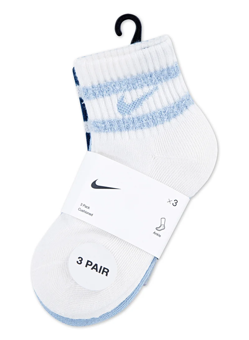 Nike Kids 3 Pack Feather Stripe Ankle Socks