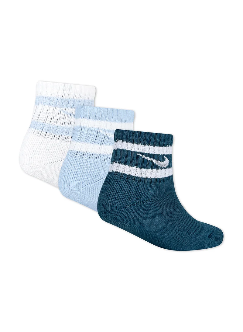 Nike Kids 3 Pack Feather Stripe Ankle Socks