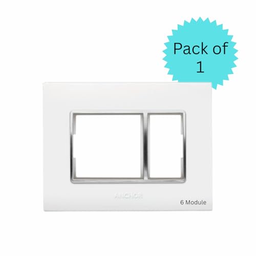 Anchor by Panasonic Penta Modular Gina 6 Module Plate with Chrome Collar for Switch Board, 10 Years on Site Warranty (White, 65806) - Image 2