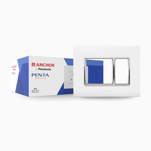 Anchor by Panasonic Penta Modular Gina 6 Module Plate with Chrome Collar for Switch Board, 10 Years on Site Warranty (White, 65806) - Image 1