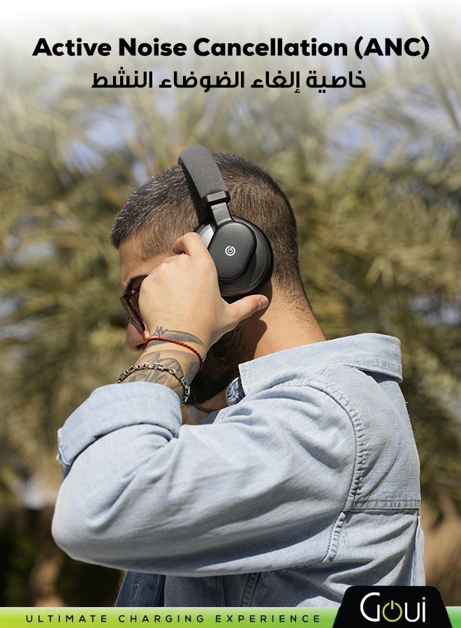 Goui Bluetooth Wireless Headphones – Bass Wireless Headset, Active Noise Cancellation, Long-Lasting Battery, Operating Range Up to 10 Meters, Lightweight All-Day Comfort, Premium Sound, Headset for iPhone 17/16/15 series, Samsung, Galaxy, Huawei, tablets, laptops, multiple platforms and More, iOS & Android black - Image 2