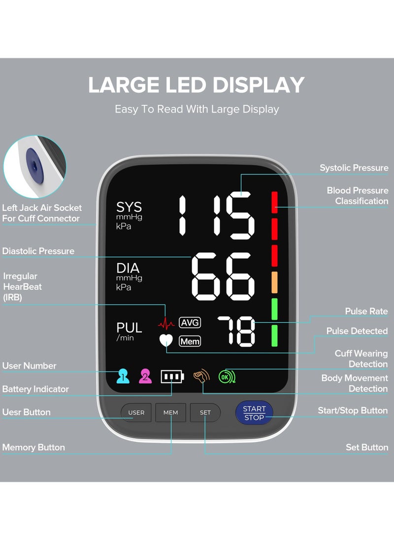 Joshberg Blood Pressure Machine, Automatic Digital Upper Arm Blood Pressure Monitor with Adjustable Large Cuff  - Image 3