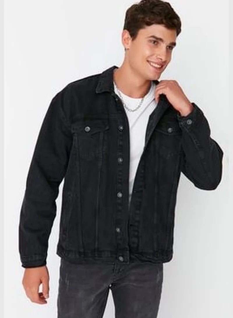 trendyol Black Men's Oversized Denim Jacket