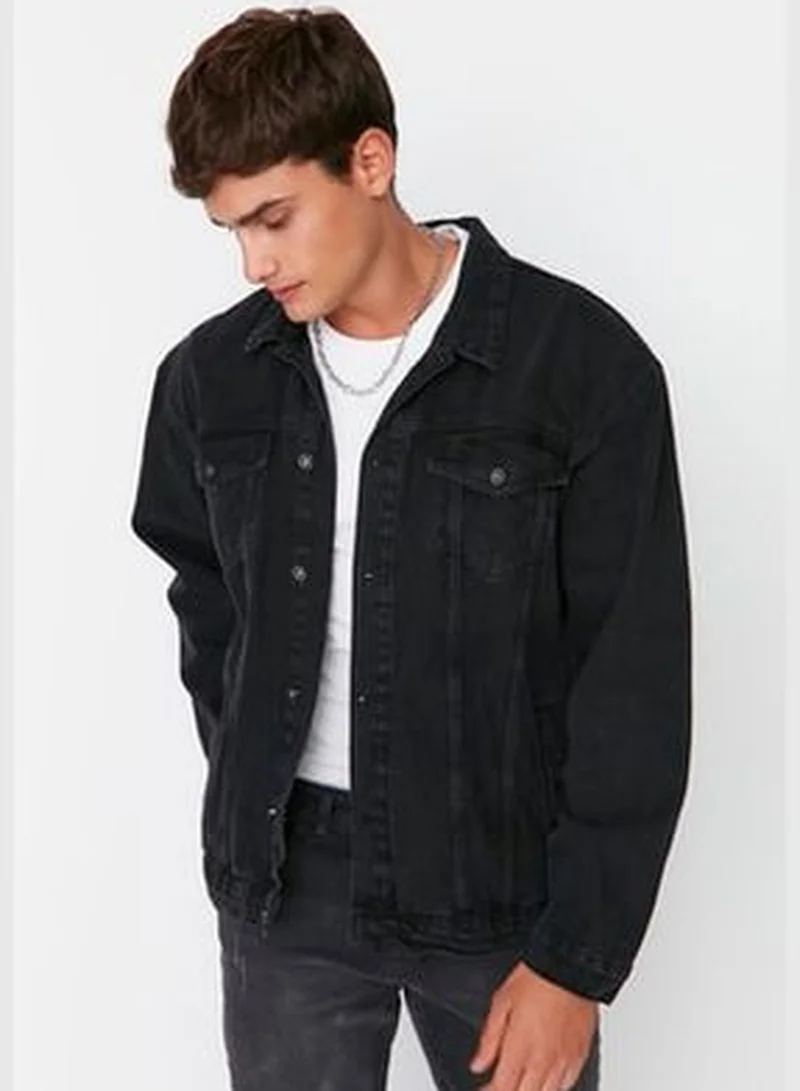 trendyol Black Men's Oversized Denim Jacket