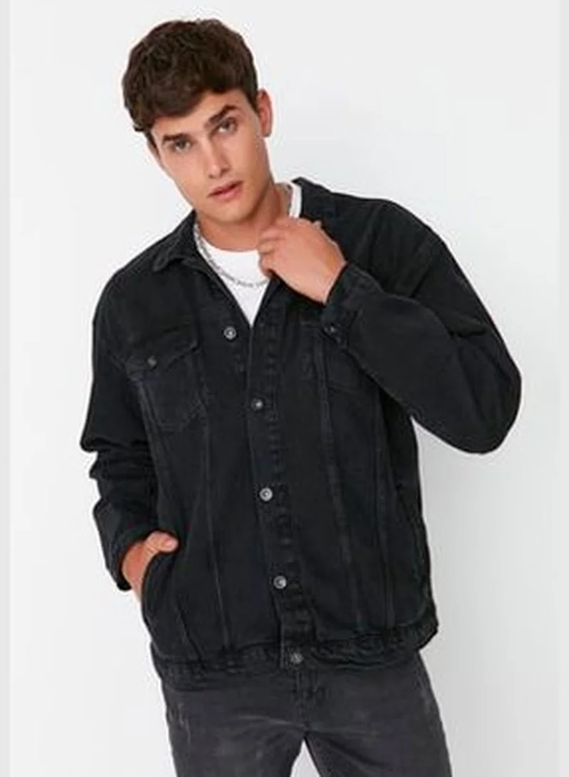 trendyol Black Men's Oversized Denim Jacket