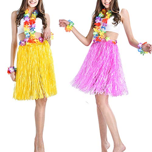 YAXAMING Hawaiian Leis Luau Tropical Headband Flower Crown Wreath Headpiece Wristbands Women Girls Floral Necklace Bracelets Hair Band For Summer Beach Vacation Pool Party Decorations Favors Supplies Colorful - Image 4