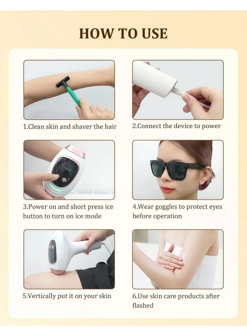 Walpck BEAUTY - Laser IPL Hair Removal Device with Ice Cooling Care Function, 50°F CoolMax Technology, 999,999 Flashes, 3 in 1 with Skin Sensor for Nearly Painless, Permanent Hair Removal for Women and Men - Image 3