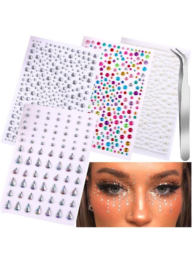iFancer Face Gems Stick on Face Jewels Nail Self Adhesive Rhinestones Hair Pearls Accessories Eye Gems Jewelry Festival Makeup Body Art Supplies - Image 1