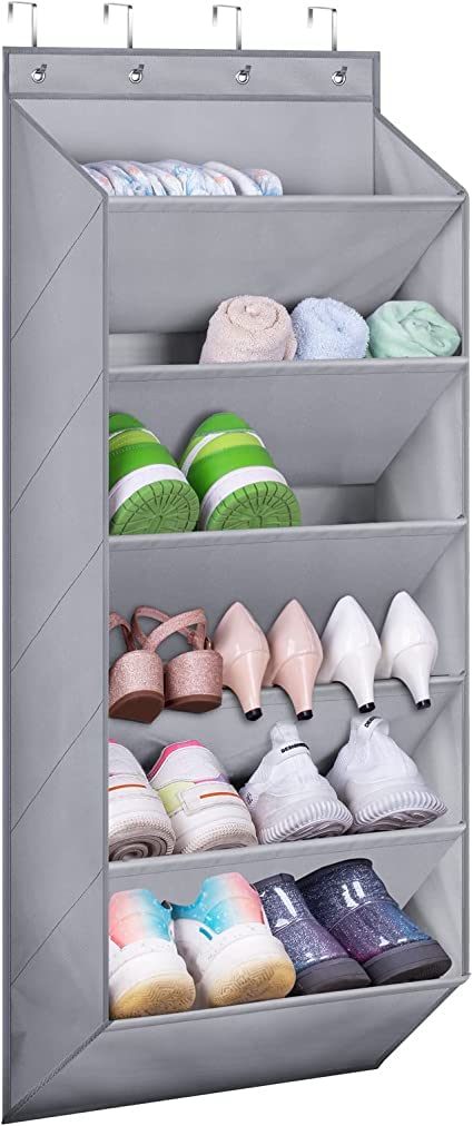 Heavy Duty Over The Door Shoe Organizer with Deep Pockets for 12 Pairs of Size 14 Shoes with Design Patent Hanging Shoe Rack for Closets and Narrow Door Storage Oxford Shoe Holder Hanger