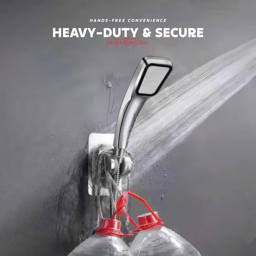 MIORAH Hand Shower Holder for Bathroom | Adjustable Shower Head Holder Wall Mount Bracket | Self-Adhesive Handheld Wall Hook for Health Faucet | No Drill Sawer for Washroom Chrome - Image 4