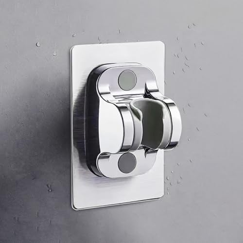MIORAH Hand Shower Holder for Bathroom | Adjustable Shower Head Holder Wall Mount Bracket | Self-Adhesive Handheld Wall Hook for Health Faucet | No Drill Sawer for Washroom Chrome - Image 1