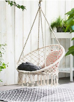 XiuWoo Hanging Hammock Round Swing Chair Cotton Linen  - Image 2
