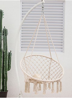 XiuWoo Hanging Hammock Round Swing Chair Cotton Linen  - Image 1