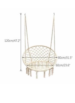 XiuWoo Hanging Hammock Round Swing Chair Cotton Linen  - Image 3