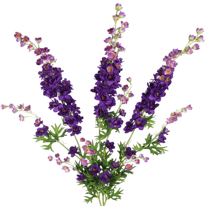 CITYES 3 Pcs Delphinium Artificial Flowers Bulk 35" Long Stem Silk Larkspur Flowers Artificial Snapdragon Flower Stems Purple Faux Bouquet for Tall Vase Floral Arrangements Home Outdoor Wedding Decor - Image 1