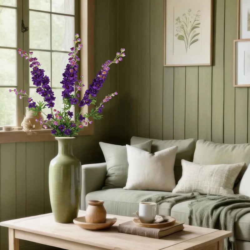 CITYES 3 Pcs Delphinium Artificial Flowers Bulk 35" Long Stem Silk Larkspur Flowers Artificial Snapdragon Flower Stems Purple Faux Bouquet for Tall Vase Floral Arrangements Home Outdoor Wedding Decor - Image 4