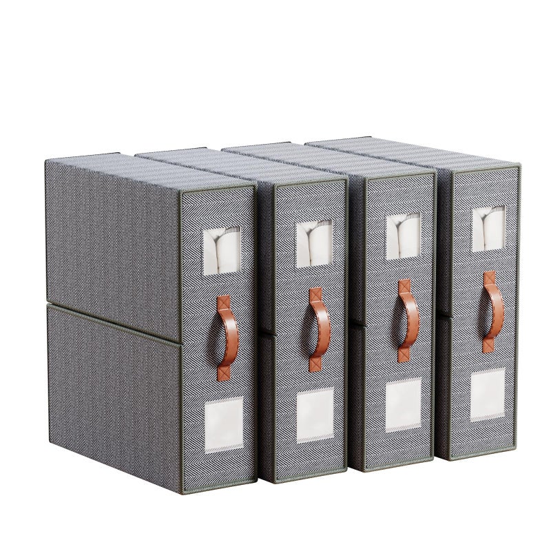 EE-RoomWorld 4 Pack Bed Sheet Storage Organizers- Premium Fabric Closet Organizer with Clear View Window, Space-Saving Foldable Design for Queen/King Size Bedsheets, Blankets & Duvet Covers - Image 1