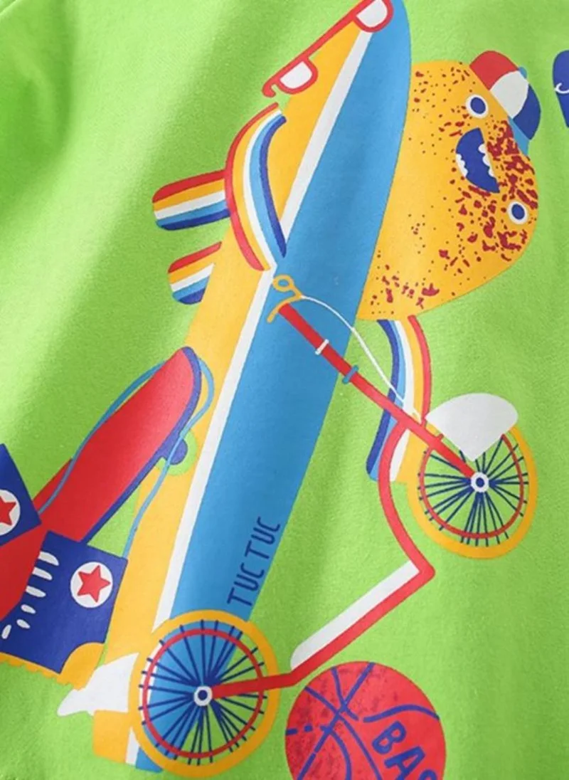 يونيكي Green Graphic Printed Round Neck T-shirt