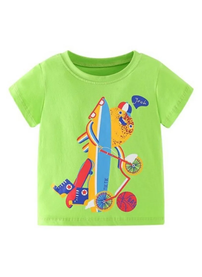 YUNIQEE Green Graphic Printed Round Neck T-shirt