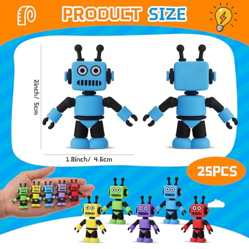 Vertintong 25 Pcs Colorful Mini Robot Figure Toy Tiny Robot Figurine Statue for Kid for Bot Party Favor Christmas Stockings Filler Gift Cake Toppers Miniature Fairy Garden Decor to Hide and Seek - Image 5