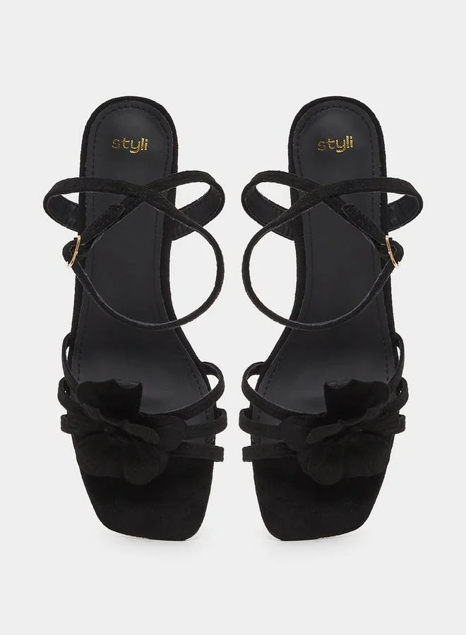 ستايلي Ankle Strap Open Toe Kitten Heel Sandals