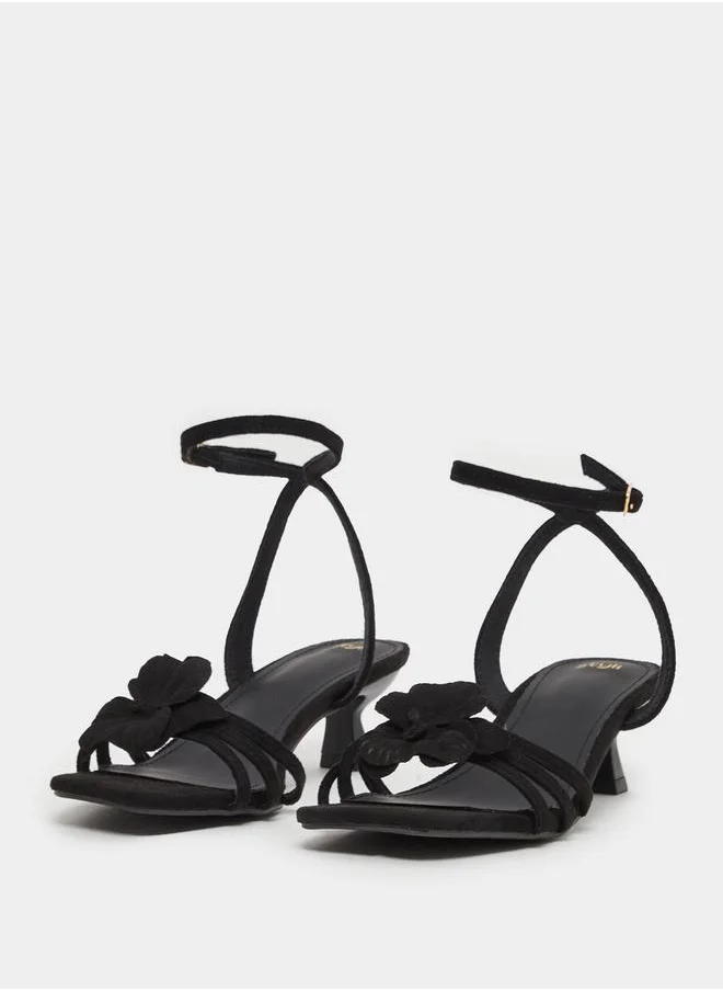 ستايلي Ankle Strap Open Toe Kitten Heel Sandals