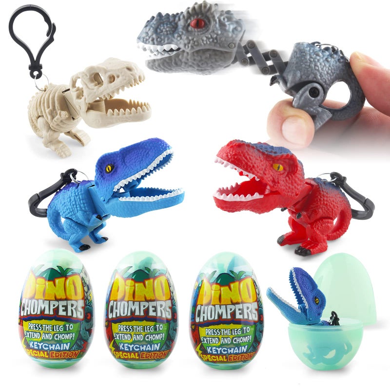 DINOBROS Surprise Eggs with Dinosaur Toys Inside, Mystery Eggs Toy Filled with Dino Chomper Keychains Birthday Party Favors for Boys and Girls 3-5 - Image 1