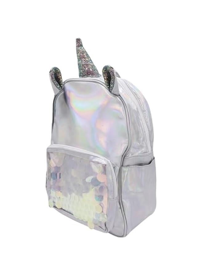 Holographic Backpack Iridescent Hologram Laser Satchel Travel Casual Daypack Purse for Women Men,Silver Unicorn Bag - Image 2