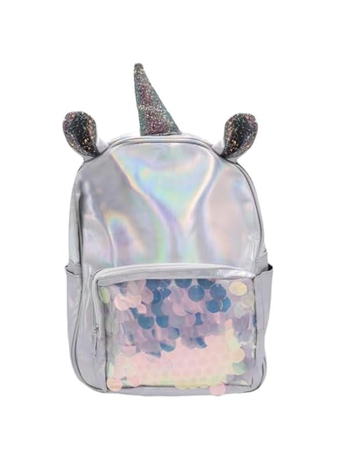 Holographic Backpack Iridescent Hologram Laser Satchel Travel Casual Daypack Purse for Women Men,Silver Unicorn Bag - Image 1