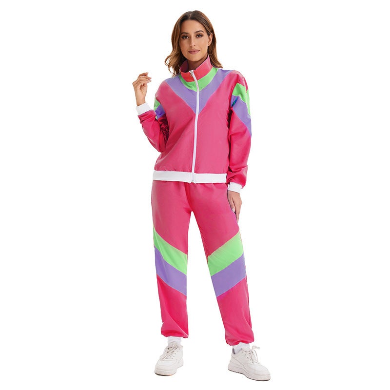 Loquat 80's Retro Disco Hip Hop Sports Jacket and Trousers Suit – Unisex Adult Dance Costume - Image 1