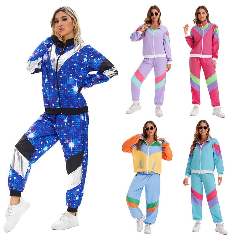 Loquat 80's Retro Disco Hip Hop Sports Jacket and Trousers Suit – Unisex Adult Dance Costume - Image 2