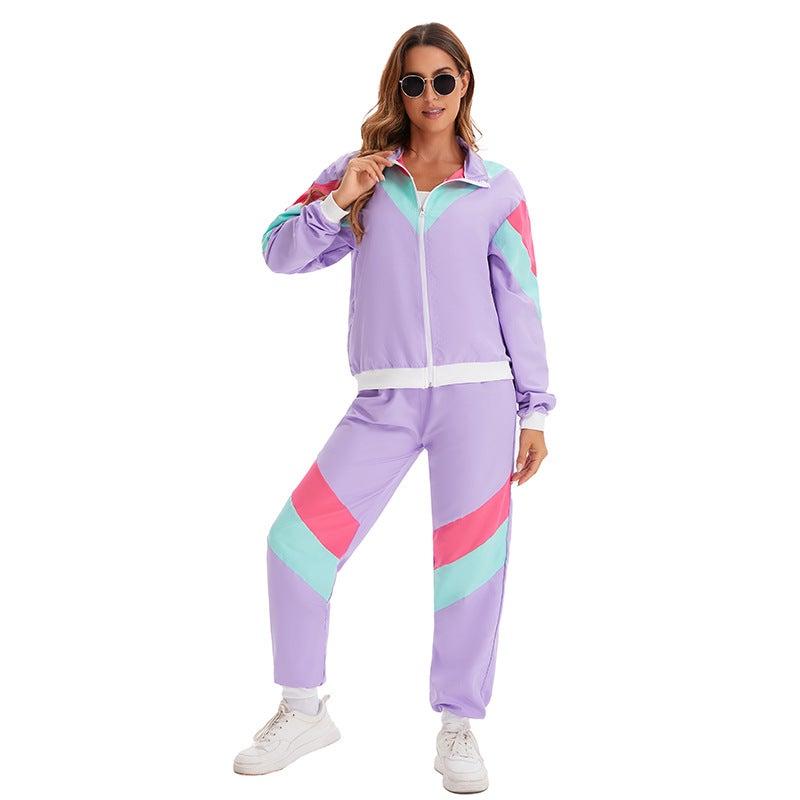 Loquat 80's Retro Disco Hip Hop Sports Jacket and Trousers Suit – Unisex Adult Dance Costume - Image 4
