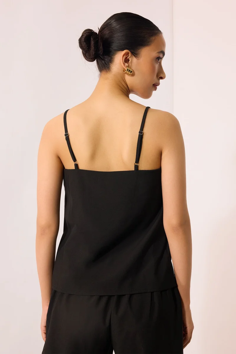 Virgio Solid Viscose Stretch Cami Strappy Top for Women