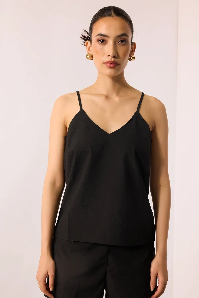 Virgio Solid Viscose Stretch Cami Strappy Top for Women
