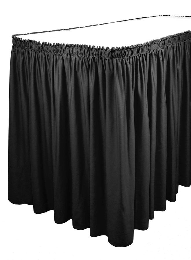 TableLinensforLess Polyester Table Skirt, Table Height (21 Foot Shirred Pleat, Black) - Image 1