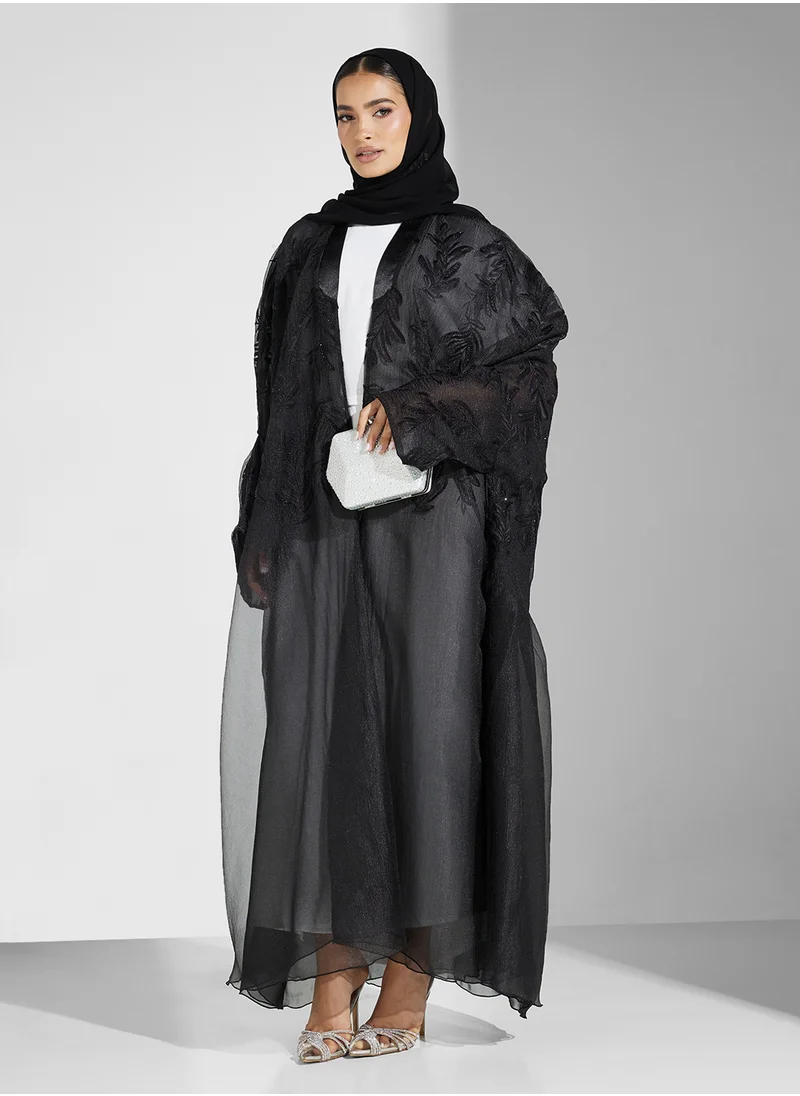 هيا كلوزيت Embellished V-Neck Flared Sleeve Abaya