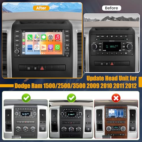Adapter-Universe Car Radio Stereo for Dodge Ram Pickup 1500/2500(2009-2012),for Dodge Challenger&Avenger(2008-2014), Android 13.0 (4G RAM 64G ROM) Touch Screen with Wireless Carplay& Android Auto - Image 2