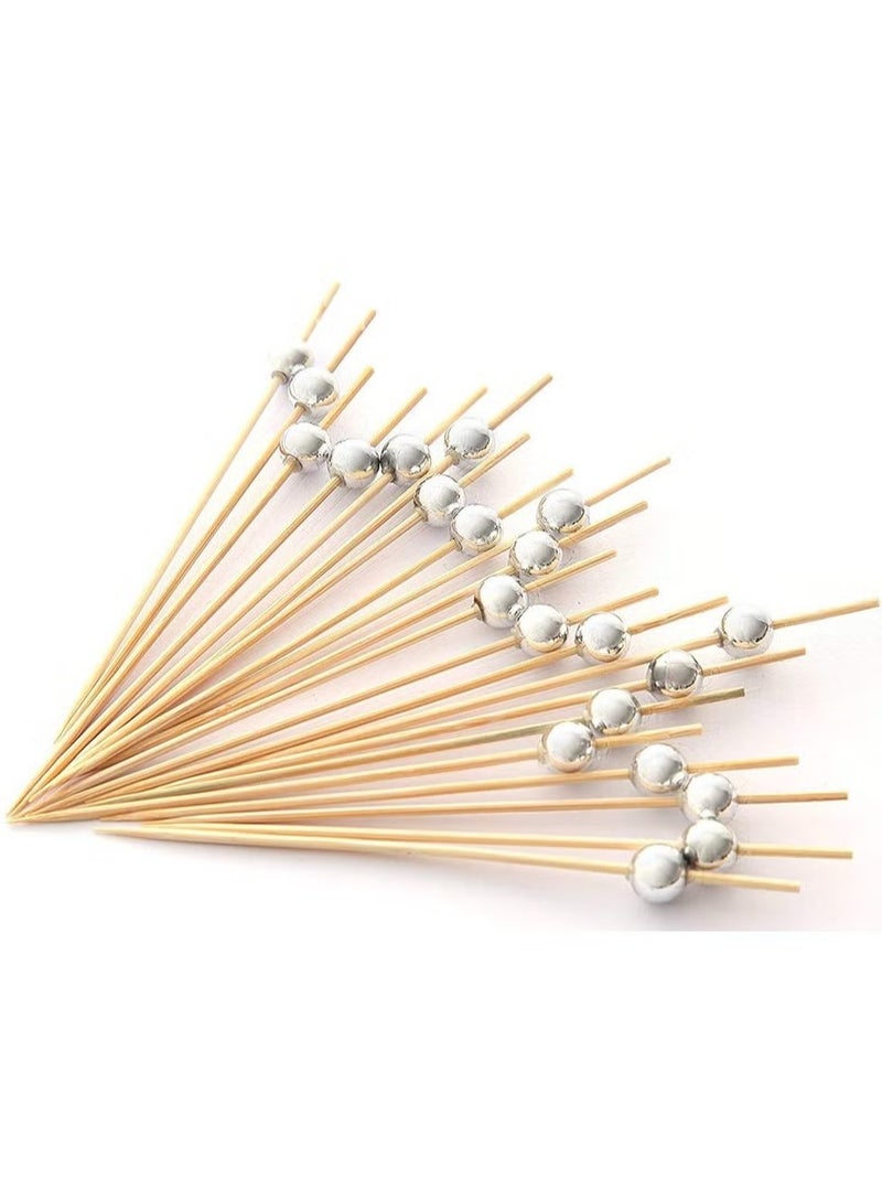 OMEVE 200 PCS Cocktail Picks Count Sticks Wooden Toothpicks, Party Supplies Gold Pearl and Silver Pearl (Multicolour) - Image 4