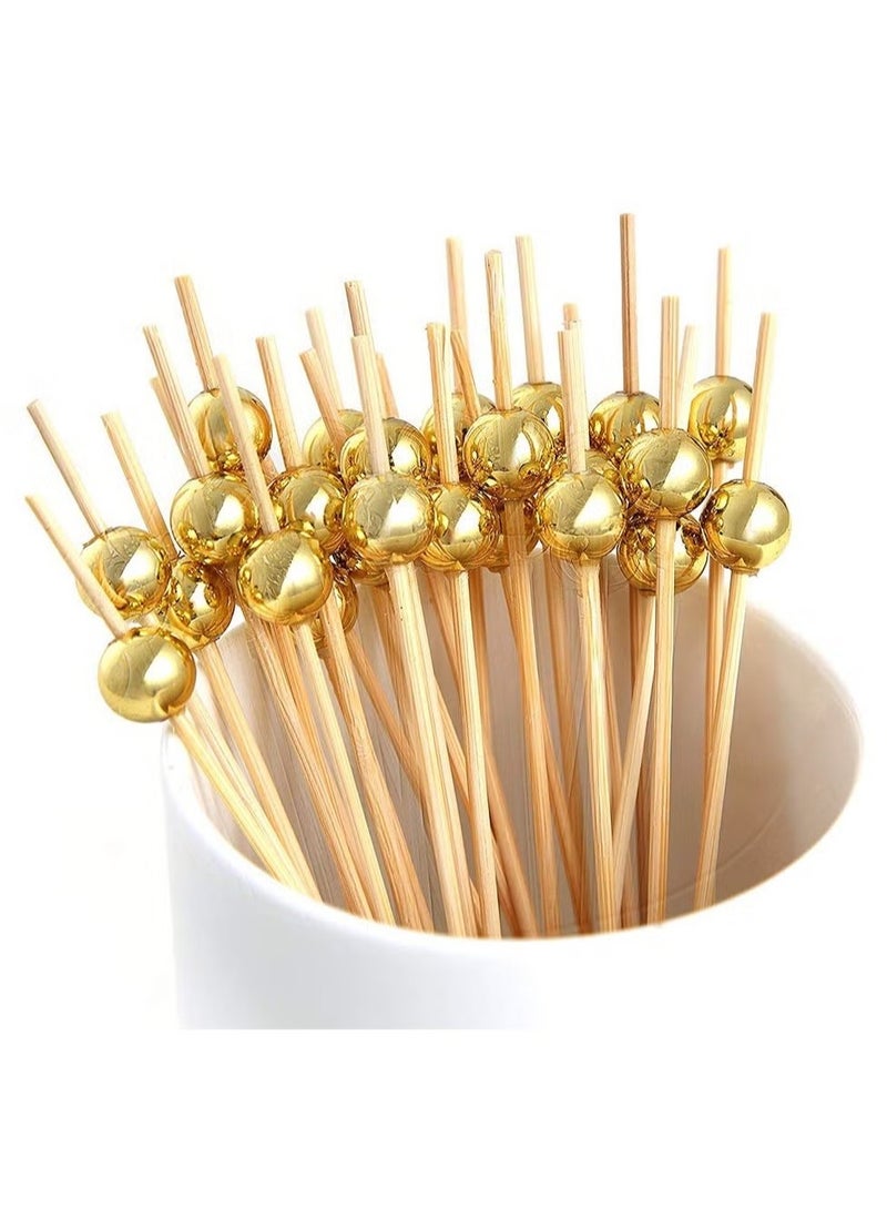 OMEVE 200 PCS Cocktail Picks Count Sticks Wooden Toothpicks, Party Supplies Gold Pearl and Silver Pearl (Multicolour) - Image 5