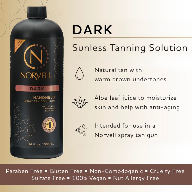 Norvell Premium Spray Tan Solution Dark 34 fl oz â€“ Professional Sunless Tanning Formula for Deep Natural Bronze, Streak-Free, Fast-Drying, Long-Lasting Sunless Color - Image 2