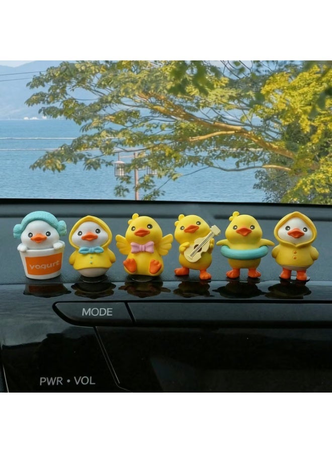 طقم ديكور سيارة بط مضحك 6 قطع إكسسوارات لطيفة ومبتكرة 🐥 - Image 1