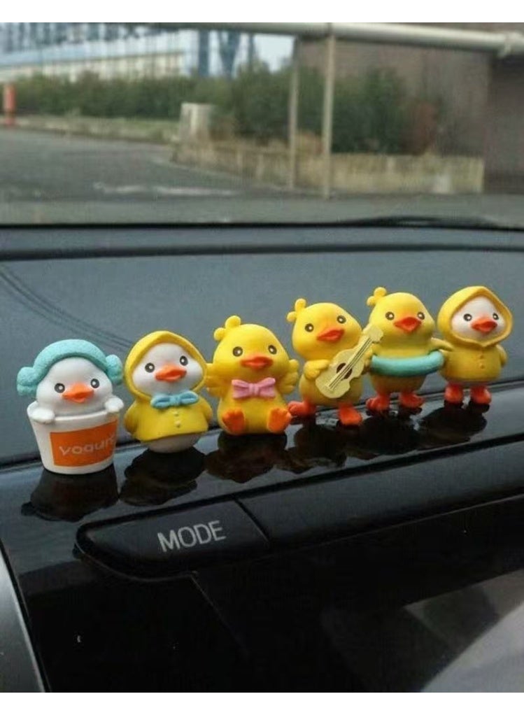 طقم ديكور سيارة بط مضحك 6 قطع إكسسوارات لطيفة ومبتكرة 🐥 - Image 2