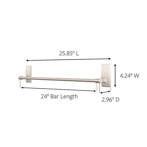 Command Bath Satin Nickel Towel Bar with Water Resistant Command Strips, Bathroom Organizer, 24 in Bar Length Holds up to 10 lbs - Image 2