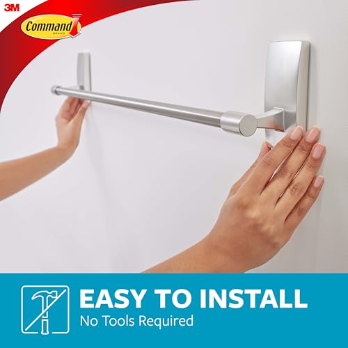 Command Bath Satin Nickel Towel Bar with Water Resistant Command Strips, Bathroom Organizer, 24 in Bar Length Holds up to 10 lbs - Image 3