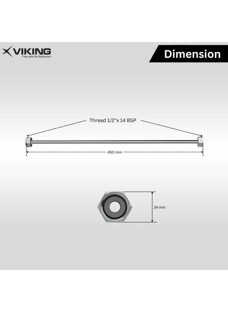 Viking Viking Copper Connection with 2 Nut Washer 600mm 24 Length Thread1 2 15mm 12Both inner Polished CP Ideal for use in urinal areas for water supply to urinals  - Image 2